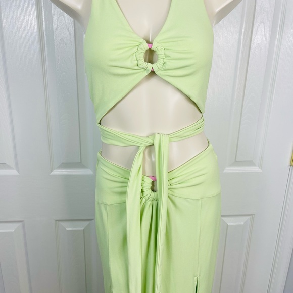 WHITE FOX read my mind maxi skirt 2PC SET green white fox crop top set M - Picture 10 of 17
